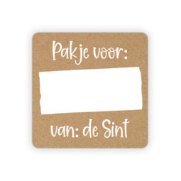 sticker kraft pakje voor sint
