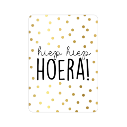 kaart hiep hiep hoera goud stippen