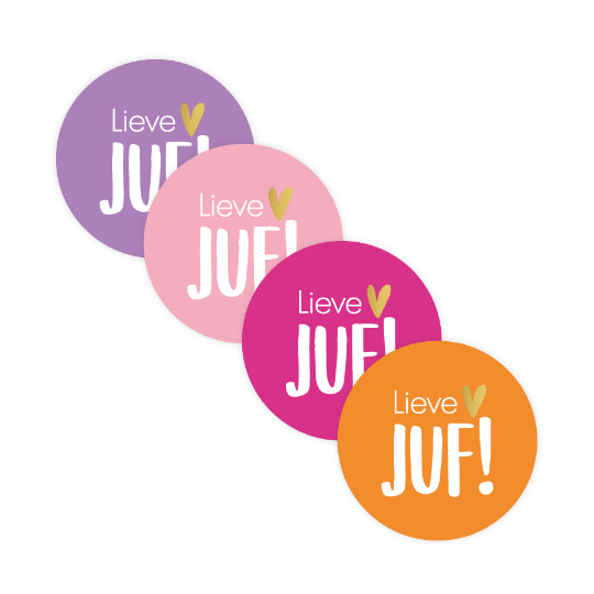 stickermix lieve juf oranje roze lila