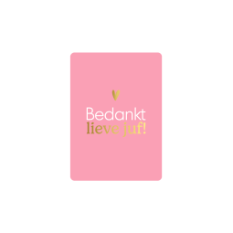 minikaart bedankt lieve juf roze
