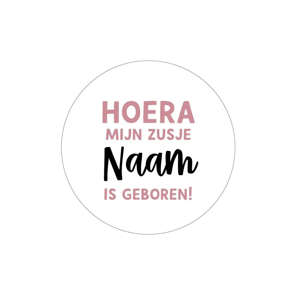 stickervel zusje geboren roze