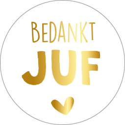 sticker bedankt juf goudfolie hartje