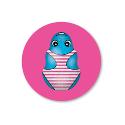 sticker kikker blauw knalroze