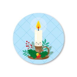 kerst sticker blauw kandelaar