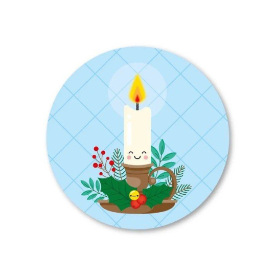 kerst sticker blauw kandelaar