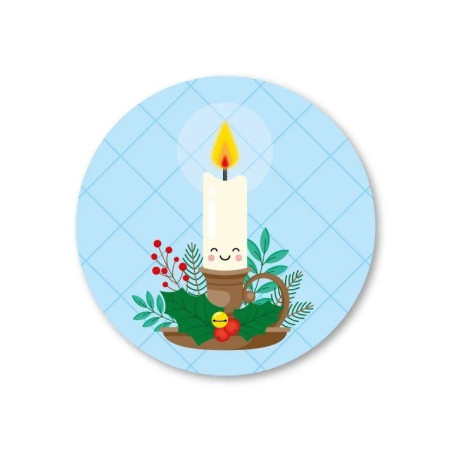 kerst sticker blauw kandelaar