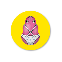 sticker kikker geel roze