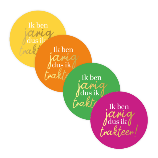 stickers jarig trakteer kleur