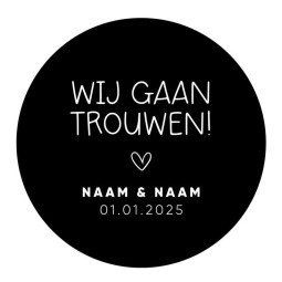 gepersonaliseerd stickervel wij gaan trouwen