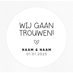 gepersonaliseerd stickervel wij gaan trouwen