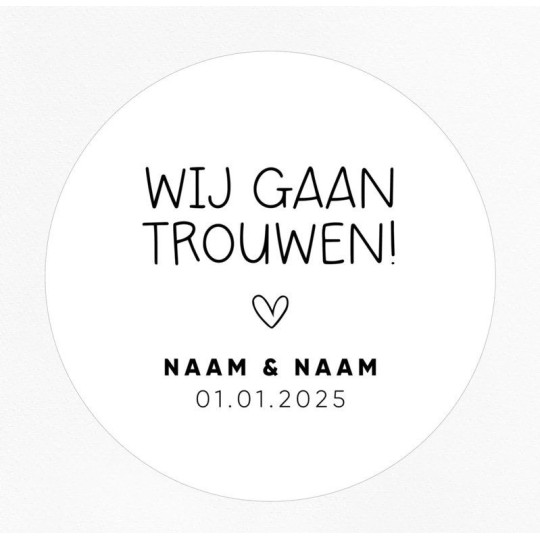 gepersonaliseerd stickervel wij gaan trouwen