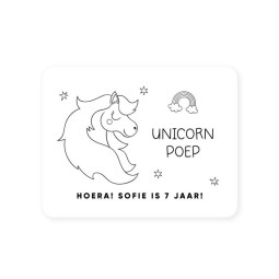 unicornpoep witte gepersonaliseerd sticker