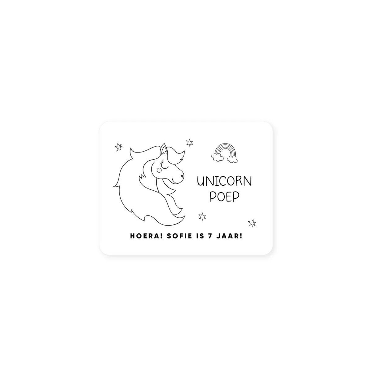unicornpoep witte gepersonaliseerd sticker