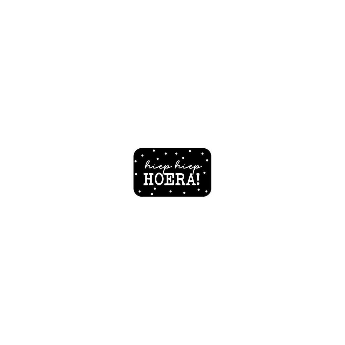 sticker zwart hiep hiep hoera rechthoek