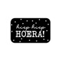 sticker zwart hiep hiep hoera rechthoek