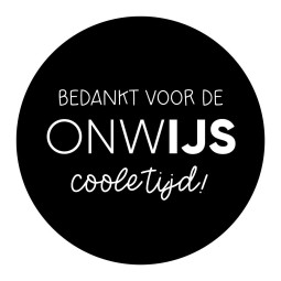 Traktatie-sticker Bedankt voor de onwijs coole tijd zwart 4 stuks