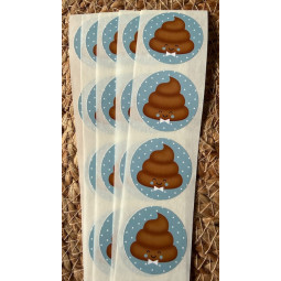 sticker poepie blauw strikje