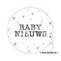 Sticker Babynieuws met gouden hartjes 10 stuks (44 mm)