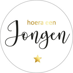 sticker hoera een jongen goudfolie