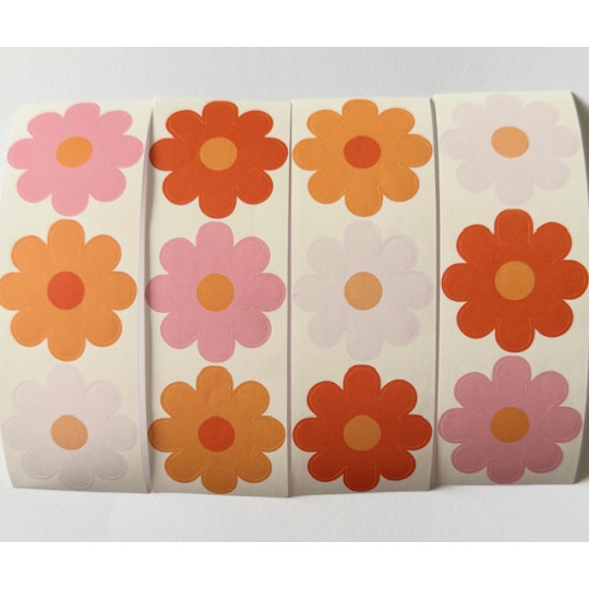 bloem stickers roze oranje