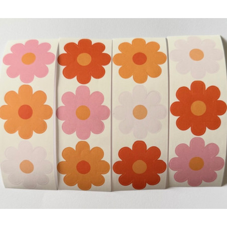 bloem stickers roze oranje