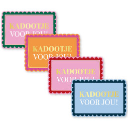 Sticker rechthoek met schulprandje Kadootje voor jou 40x60 mm 10 stuks
