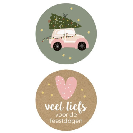 Stickermix - Veel liefs voor de feestdagen 35 mm 10 stuks