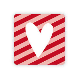 Sticker rood/roze met wit hart 35x35 mm 10 stuks