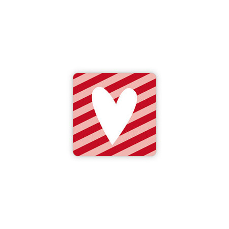 Sticker rood/roze met wit hart 35x35 mm 10 stuks