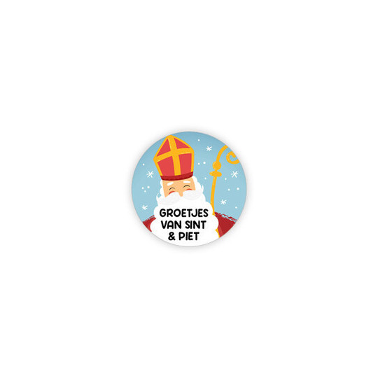 Sticker - Groetjes van Sint & Piet 35 mm 10 stuks