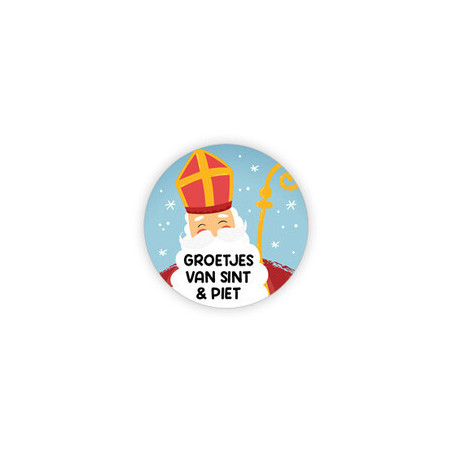 Sticker - Groetjes van Sint & Piet 35 mm 10 stuks