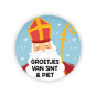 Sticker - Groetjes van Sint & Piet 35 mm 10 stuks