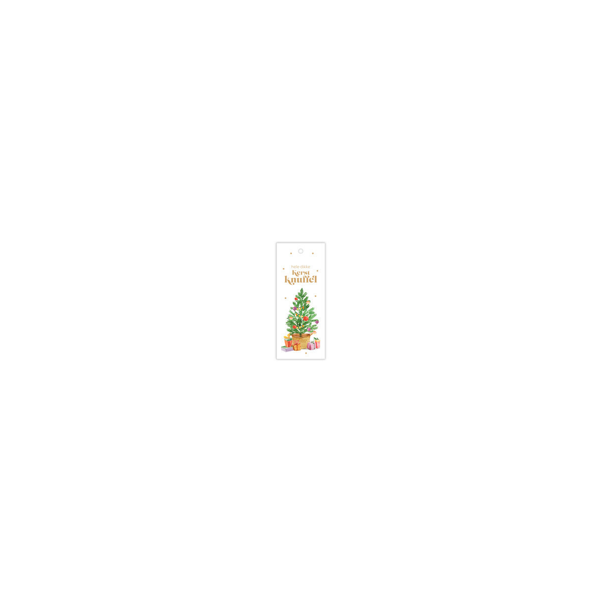 Dubbel kadokaartje - Hele dikke kerstknuffel met kerstboom 50x120 mm