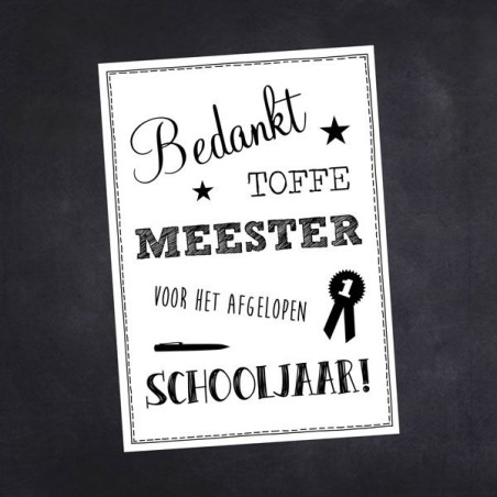 kaart bedankt toffe meester