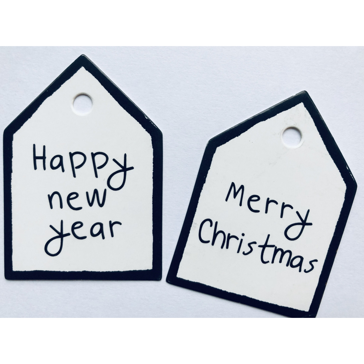 kerst label zwart wit