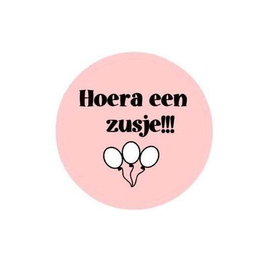 sticker hoera meisje roze