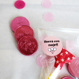 sticker hoera meisje roze