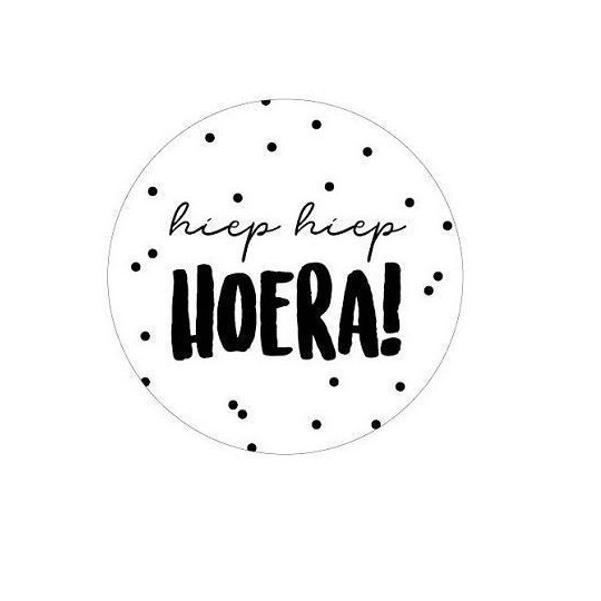 sticker hiep hiep hoera stipjes