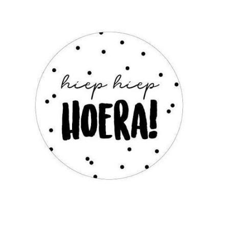 sticker hiep hiep hoera stipjes