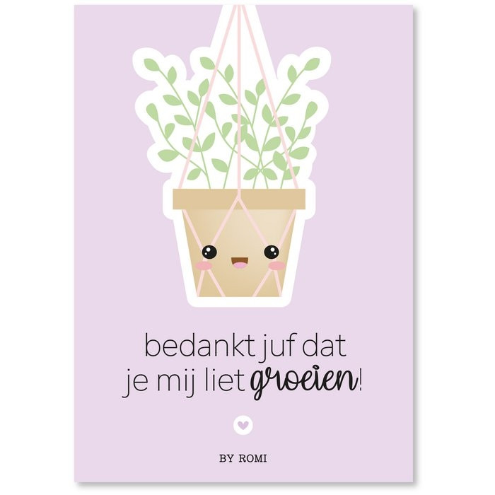 Kaart Bedankt juf dat je mij liet groeien (ROMI)