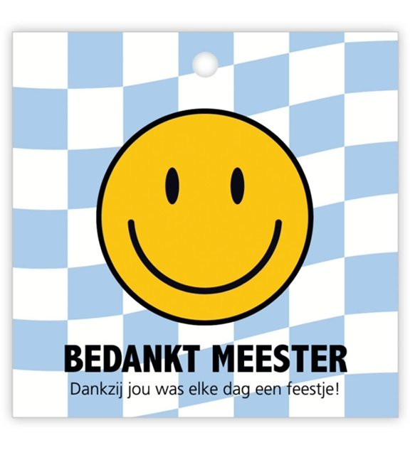 Dubbel kadolabel Bedankt meester Dankzij jou was elke dag een feestje !