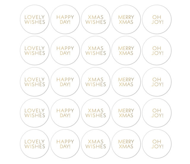 Stickermix kerstwensen wit met goud 10 stuks