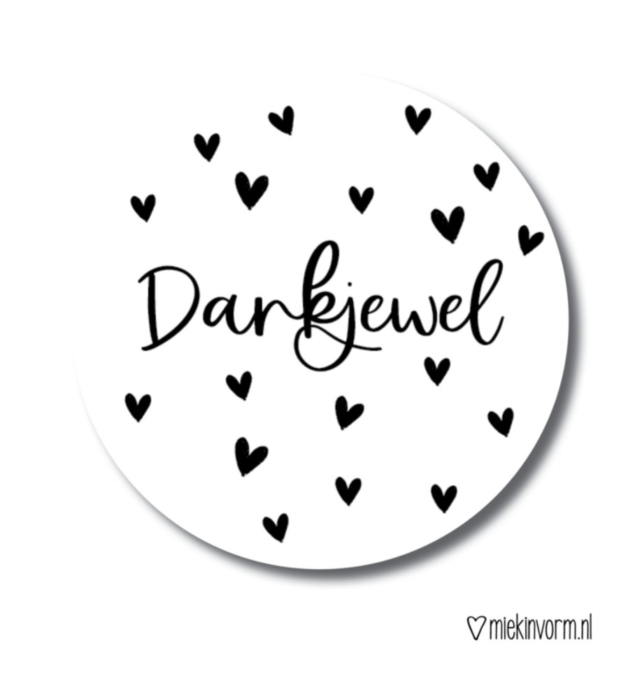 Sticker Dankjewel met hartjes 10 stuks (MV)