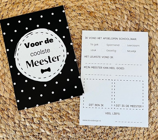 Invulkaart Voor de coolste meester zwart/wit (ESVA)