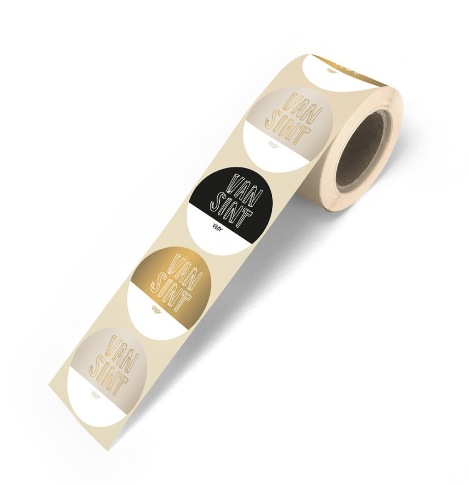 Stickermix Van Sint voor: (goud/wit/zwart) 12 stuks