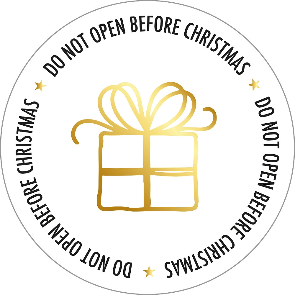 Kerst sticker - Do not open before christmas wit/goud 10 stuks (EPS)