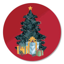 Sticker Kerst kerstboom met kadootjes 10 stuks (TK)