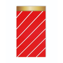 Kadozakje diagonale streep rood/wit 12x19 cm 5 stuks