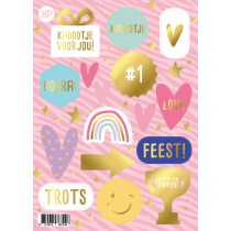 Stickervel Trots met goudfolie 15 stickers