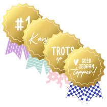 Stickermix Medaille verschillende teksten 4 stuks